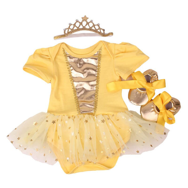 3pcs Set Newborn Baby's First Birthday Tutu Dress Cotton Romper Toddler Festival Costumes for Baby Girl Outfit Bebes Party Dress