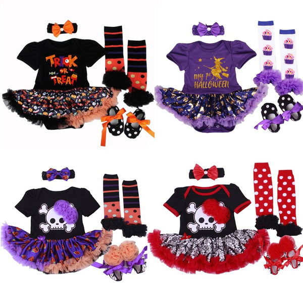 Halloween Carnival Party Dress up Birthday Costume Newborn Pumpkin Outfit Set Skull Jumpsuits Clothes for Bebes Party Cosplay