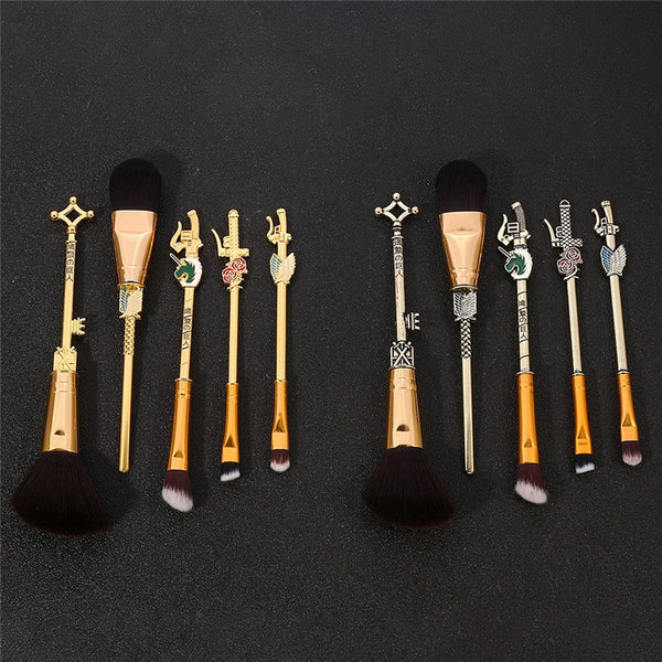 5pcs/set Attack Titan Makeup Brushes Set Cosplay Tool with Bag Women Girlfriend Gift