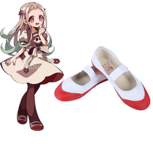 Japan Anime Toilet-Boundnd Hanakoko-kunun Nenene Yashiroro Shoes Cosplay Costumes Accessories Girl Dancing Canvas Shoes White Red Women