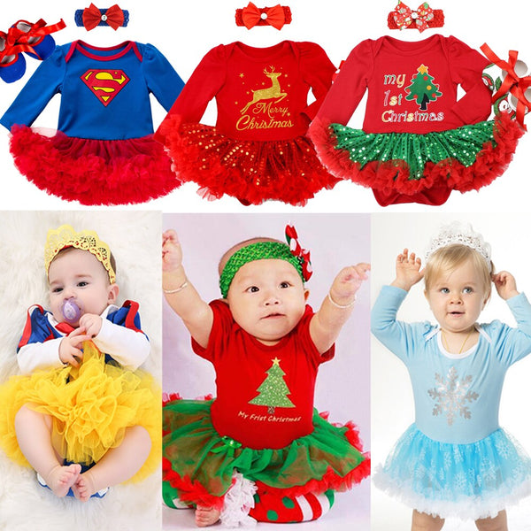 Baby Clothes Christmas costume for Baby Infant Party Dress Tutus Newborn Jumpsuit Bebe Romper Baby Girl Clothing Birthday Gift