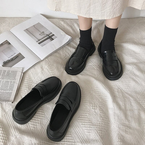 Lolita Shoes Women Japanese Sweet Black Cosplay Shoes Kawaii Shoes Buckle Bottom Flat Big Head Doll Single Shoes Lolita Sneakers