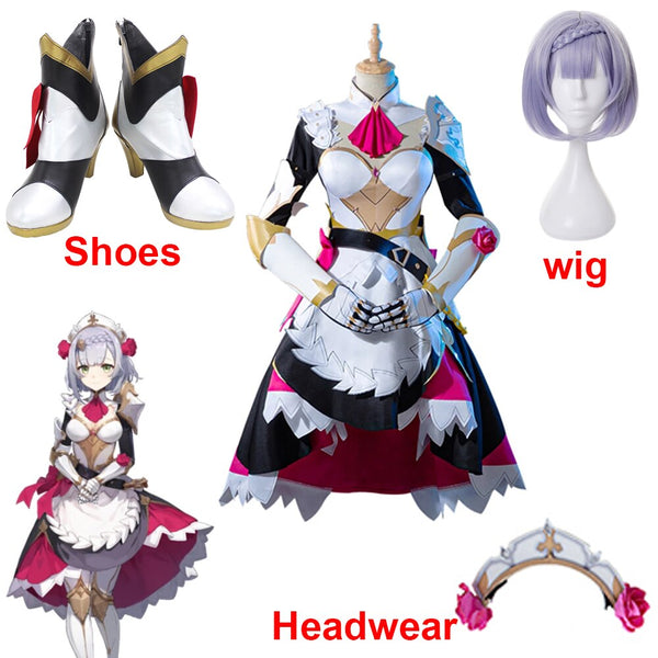 Game Genshinin and Impacts Noellele Cosplay Costume Anime Halloween Carnival Women Girl Uniforms Outfits Dress Wig