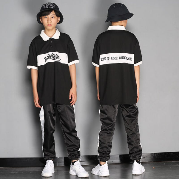 Hip Hop Dance Clothes Boys Black Dancer Outfit Cargo Pant Street Dance Wear Rave Clothing  Kids Jogger Stage Costume DL7900