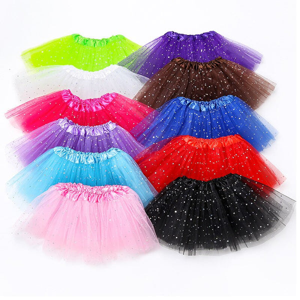 New Children Girls Short Ballet Dance Tutu Skirt Sequins Slim Stage Performance Dancing Half Skirts For Kids 11 Colors