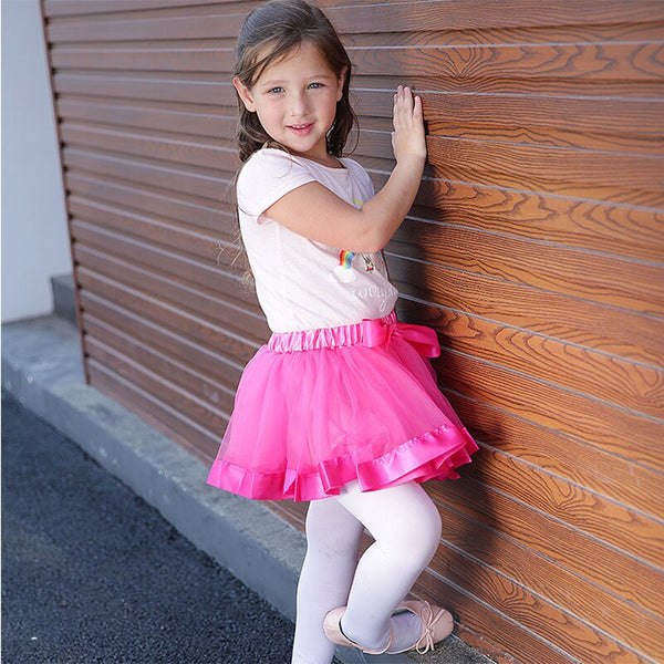 New Pure Color Short Skirt Children Girls Ballet Dance Tutu Skirts High-End Net Yarn Half Skirt For Kids S/M/L 6 Colors