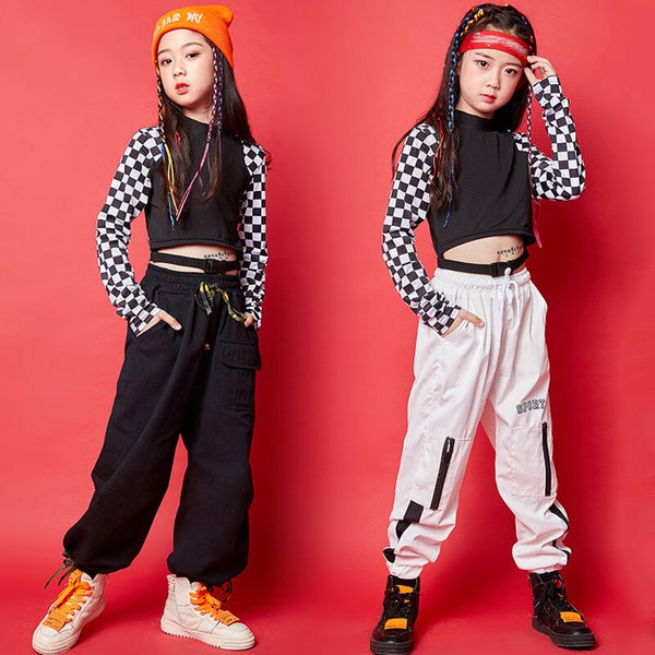 Rave Clothing Plaid Girl Sets Hip Hop Dance Outfit Jazz Dancewear K pop Clothes Performance Costume Festival Clothing DL7847