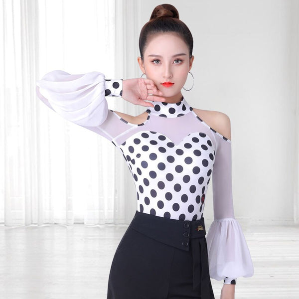 Mesh Latin Dance Tops For Women Stage Costume Designer Clothes Salsa Dancer Outfit Ballroom Practice Wear Tap Dancewear DL7413