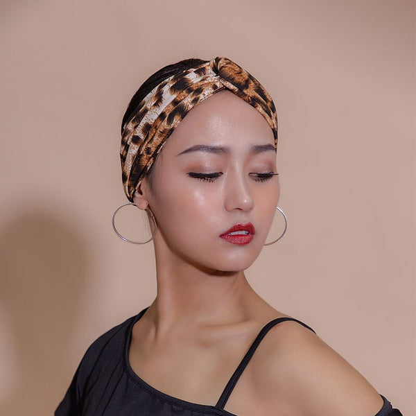 2020 New Dancing Headwear Costume Modern Latin Dance Kerchief Waltz Tango Foxtrot Quickstep Leopard Headpiece DL6356