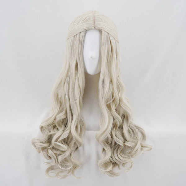 Alicece Wondelandnd 2 White a Queens Cosplay Wig Blonde Wavy Long Synthetic Hair Heat Resistance Fiber Costume Wigs + Wig Cap