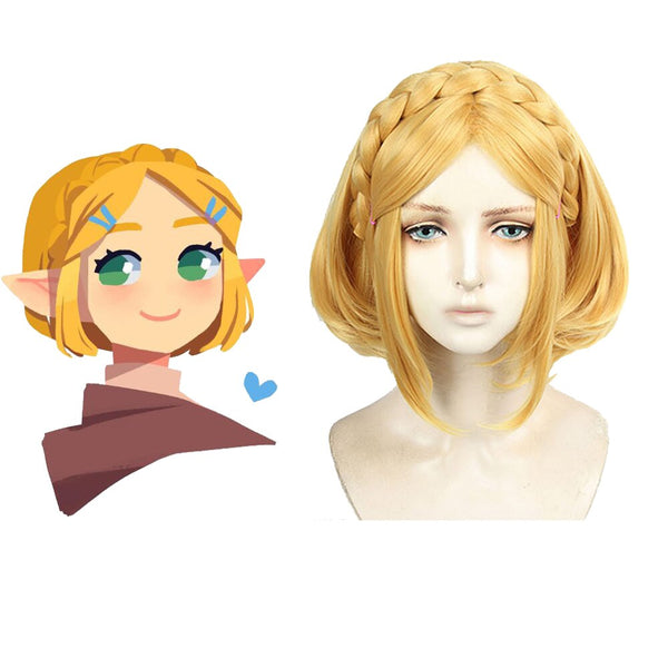 Game Breath of the Wild Princess Zelda Wigs Short Heat Resistant Synthetic Hair Cosplay Wigs + Wig Cap