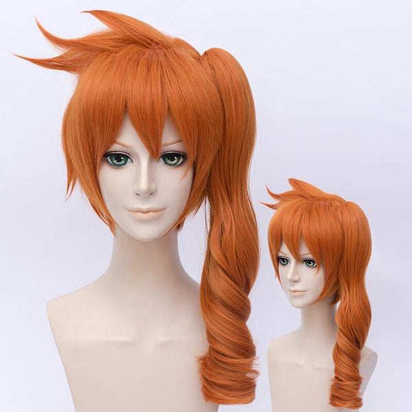 Anime My Hero A Academiaia Itsukaka Kendodo Long Orange Red Heat Resistant Cosplay Costume Wig + Wig Cap