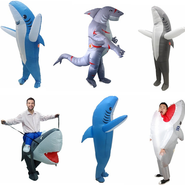 Scary Shark Inflatable Costumes Halloween Cosplay Costume Adult Kids Carnival Party Role Play Mascot Disfraz Sharks Jumpsuit