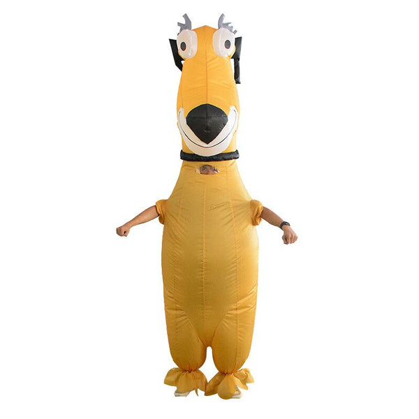 Funny Yellow Dog Inflatable Costume Carnival Halloween Cosplay Costumes Animal Cartoon Purim Performance Blow Up Dress for Adult