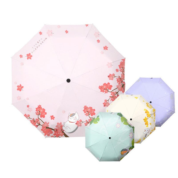 Anime Natsumeme friend account Cat Umbrella Three-Folding Non-Auto Umbrella Cartoon Windproof Folding Sun Rain Umbrella