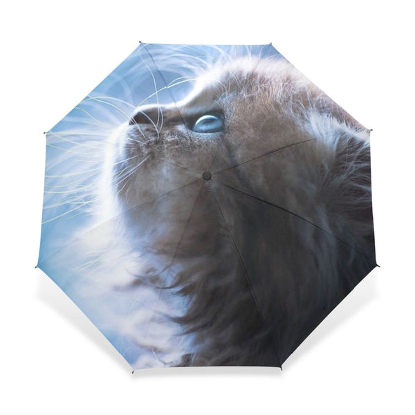 2021 Funny Cute Cat Fully Automatic Umbrella Fashion Women Anti-UV Lovely Rain Sun Umbrella Three Folding Portable Parasol