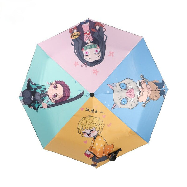 Anime Demon S Slayer Automatic Folding Umbrella Kimetsu Yaiba Kamado Tanjirou Cartoon Windproof Sun Protection Anti UV Parasol