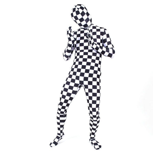 Adults Kids checker a board Zentai Cosplay Costume Superhero Zentai Full Body Suit Halloween Bodysuit