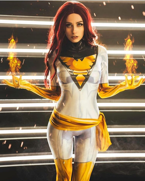 New Jean Grey Summers Cosplay Costume Superhero Catsuit White Phoenix Zentai Suit Adults Kids Halloween Bodysuit