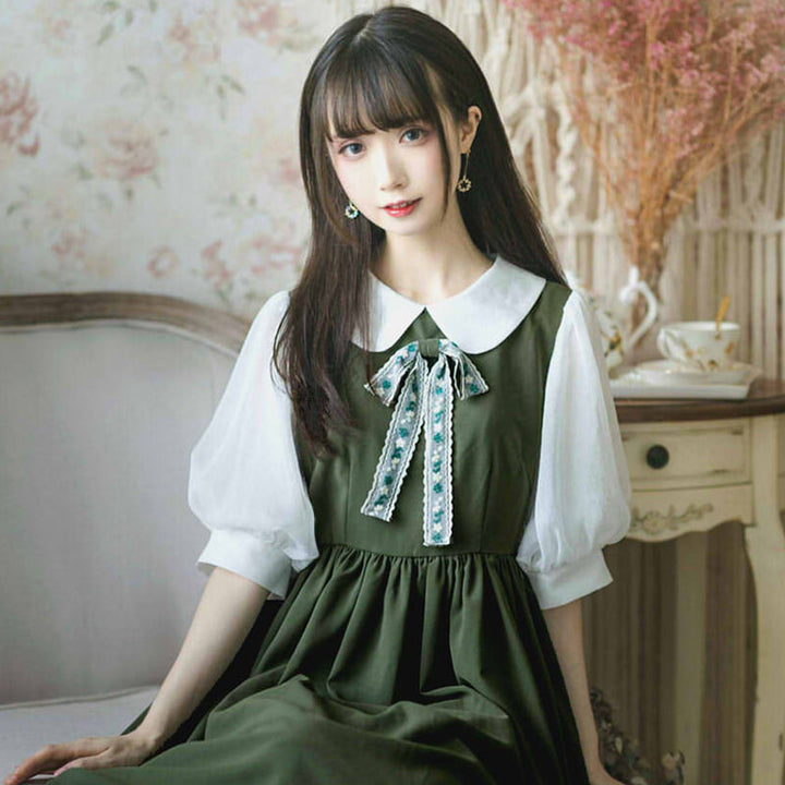 Japanese Style 2020 Autumn Women'S Dresses O-Neck High Waist