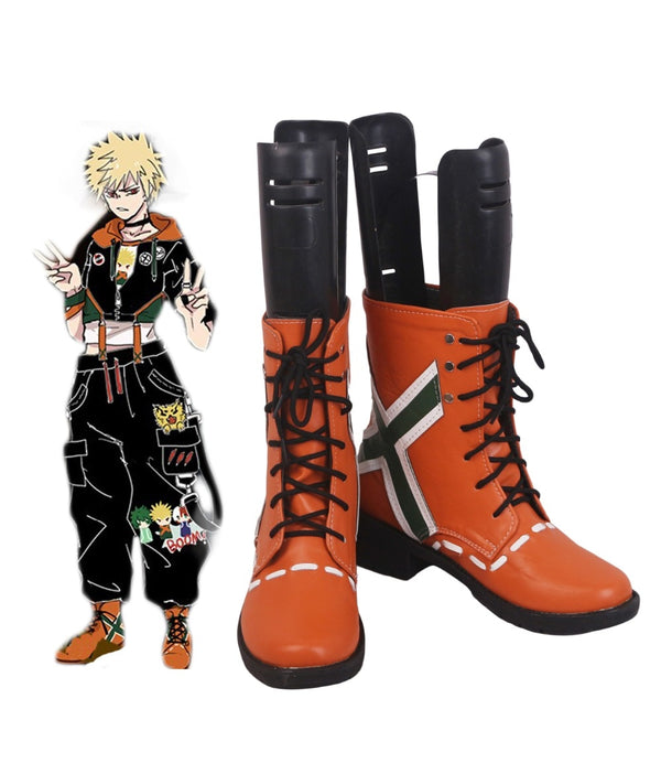 My Hero Academia Kacchan Katsuki Bakugo Orange Cosplay Boots Shoes Boku no Hero Academia Cosplay Custom Made