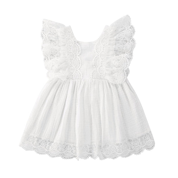 Toddler Newborn Kid Baby Girls White Dress Summer Children's Clothing Sets Ruffles Lace Bow Princess Dresses Costumes Clothes