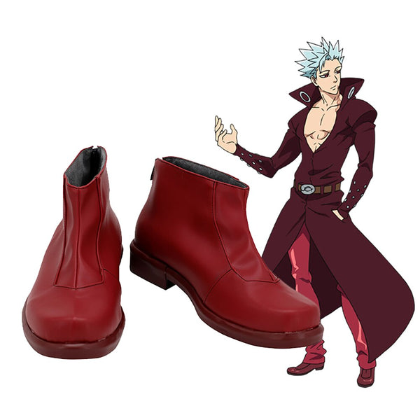 Nanatsusu no red Taizaiai Banan Cosplay Boots Red Shoes The Seven 7 Deadly shoes Sinsns Customized Shoes Any Size