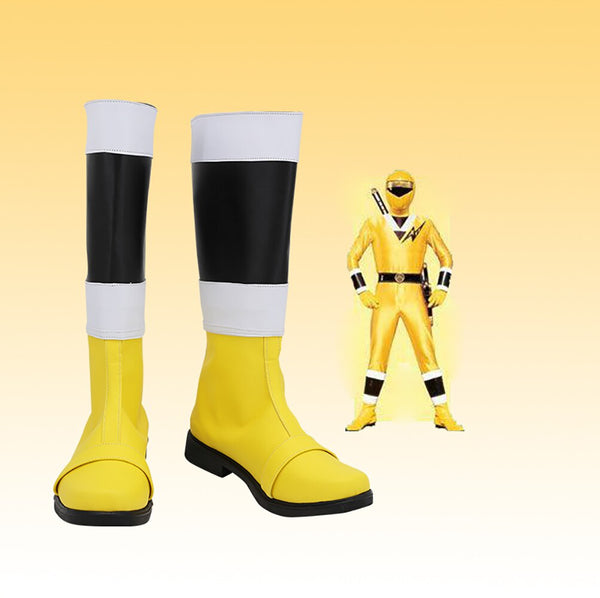 Ninjas Sentaiai Kakurangerer SeiKaiai Ninjas Yellow Cosplay Boots Customized Leather Shoes for Unisex