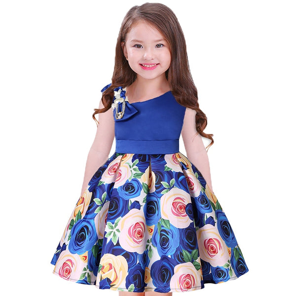 Summer Kids Flower Dresses for Girls Christmas Children Clothing Dress Princess Brithday Wedding Party Baby Girl Dress With Bow