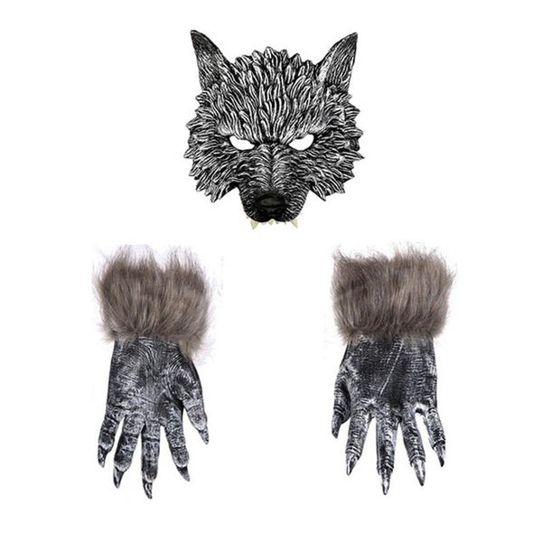 Halloween Venice Carving Retro Rome Wolf Head Masquerade Masks Terrorist Scary Cosplay Venetian Carnival Wolfclaw Gloves Mask