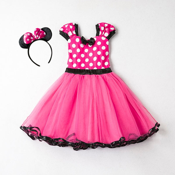 Dress for Girls Christmas Dress Dots Sleeveless Kids Birthday Party Dresses Cute Baby Girls Costume Send Hairband