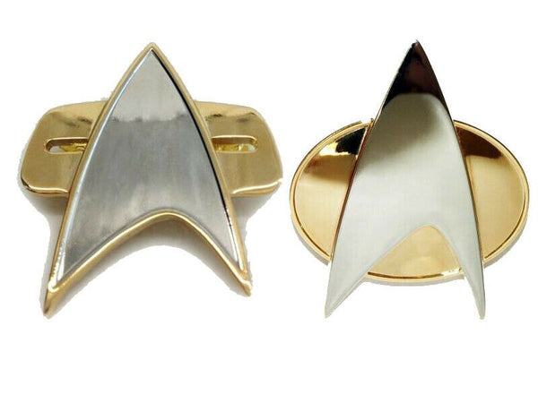 Schnelle Lieferung Star Cosplay Trek TNG Voyager DS-9 COSplay Starfleet Brosche Abzeichen Communicator Pin Box Halloween Karneval Prop