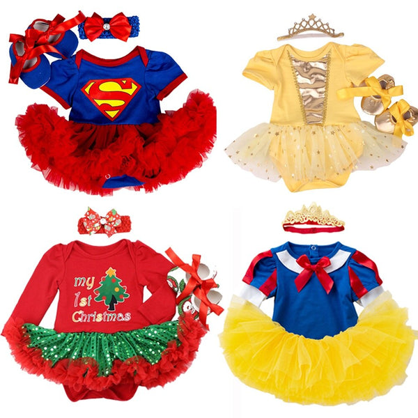 Infant First Christmas Outfits Baby Girl Clothes Sets Newborn Toddler Girl Christening Party Wear Little Girl One Year Clothing