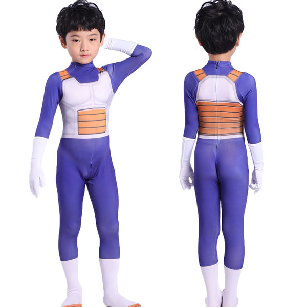 Halloween Erwachsene Kinder Anzüge Son Goku Film Baby Kinder Vegeta-Junge Cosplay Kostüm Anime Superhelden Overalls Schwarzes Haar