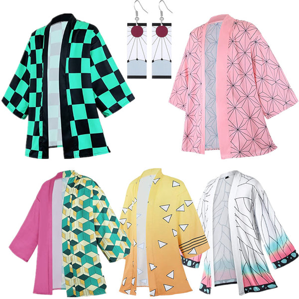 Demons S Slayerer Kimetsusu Yaibaba Haoriri Kimono Cosplay Costume Agatsumama Zenitsusu Kochouou Shinobubu Summer Coat Shirt Anime Clothing