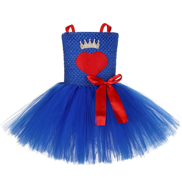 Evie Descendants Inspired Girls Dresses Blue Tulle Tutu Dress Kids Evil Queen Costume for Halloween Carnival Fancy Party 1-12Y