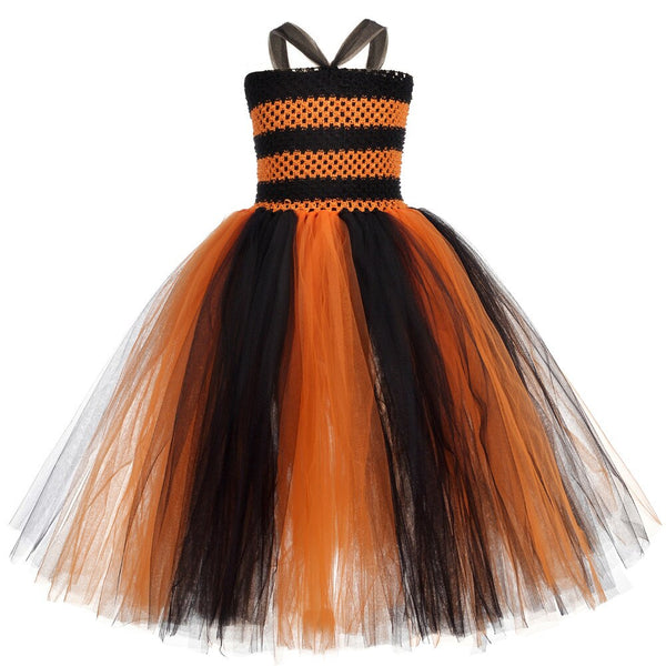 Kid Orange Kürbislaterne Cosplay Kleid Knöchellanges Mädchen Gruseliges Jack O 'Lantern Kostüm für Halloween Thanksgiving Karneval