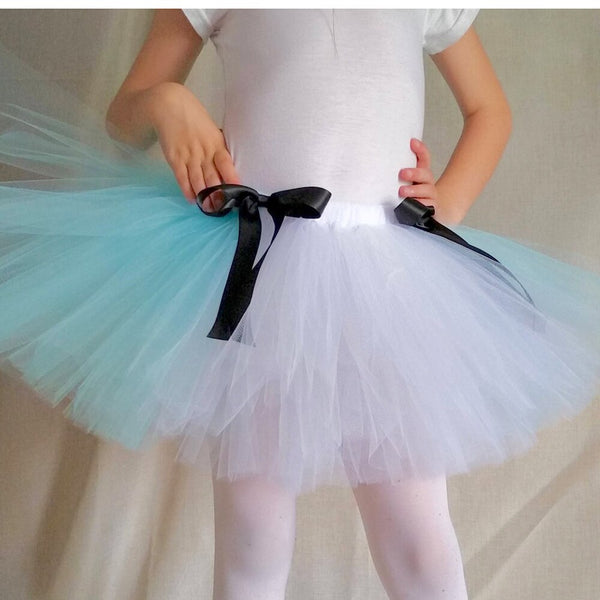 Baby Girls Princess Alice Tutu Skirt Girls Blue White Fluffy Ballet Dance Skirt Kid Maid Cosplay Costume for Halloween Birthday