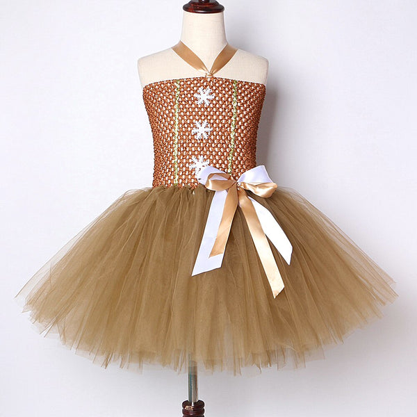 Brwon Lebkuchenmann-Tutu-Kleid für Mädchen, Weihnachtskleider, Kinder, Halloween-Kostüm für Kinder, Weihnachtskleidung, 1-12 Jahre