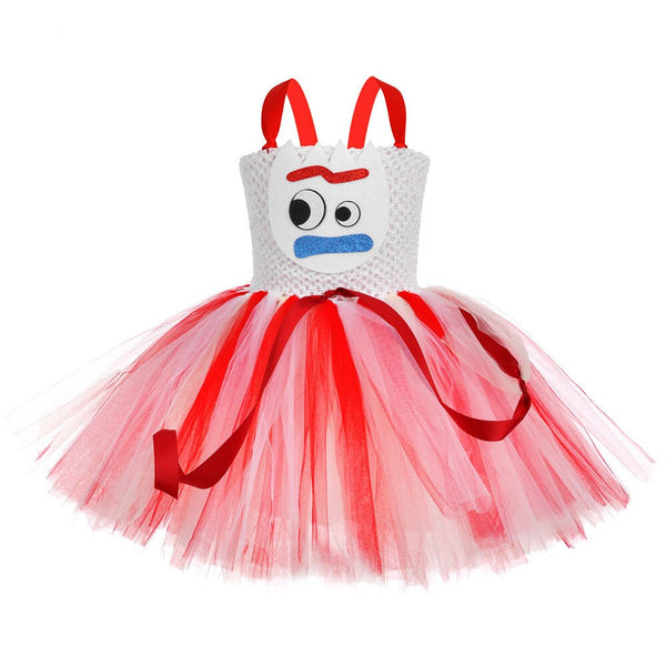 Kids Forky Cosplay Dress Toddler Girls Birthday Party Clothes Girls Halloween Forky Costume Carnival Masquerade Party Role Play