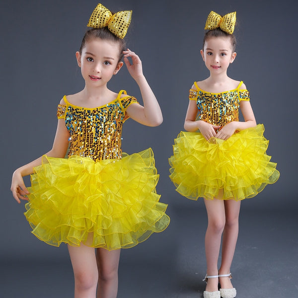 Children's Stage party performance clothes Girl pettiskirt Sequins Girls princess dress Dance costume