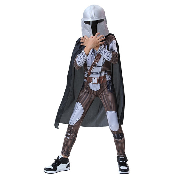 Kids Children Mandalorian Cosplay Costume Jumpsuit Cloak Cape Outfit Halloween Carnival Suit Clothing