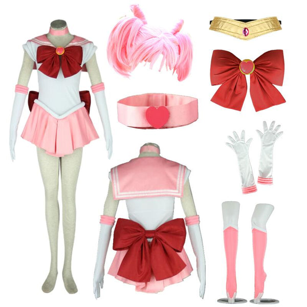 Anime Cosplay Sailor Stars Sailor Chibi Small Lady Chibiusa with pink wig Halloween Cosplay Costume  Halloween
