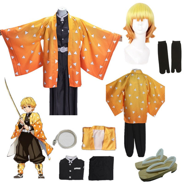 Anime Demon Slayer Cosplay Kimono Comic Agatsuma Zenitsu Cosplay Kleidung Halloween Herren Kimono Outfit