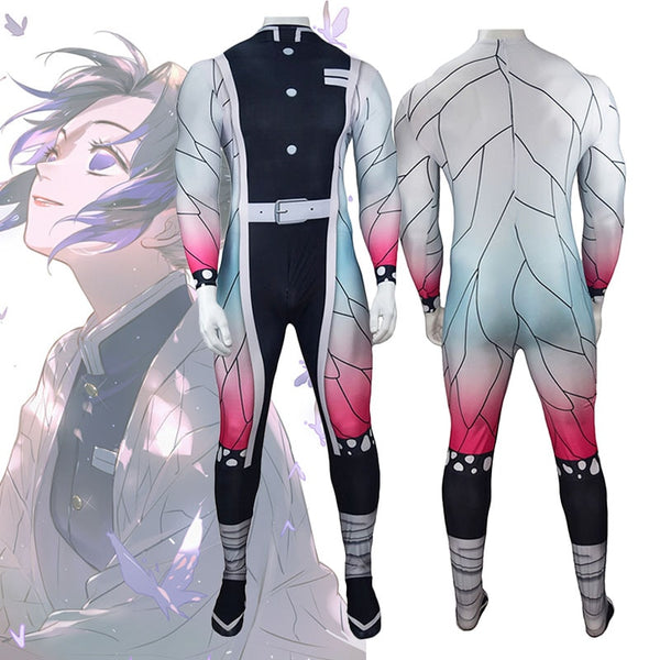 Anime Demon Slayer Kamado Tanjirou Jumpsuit Cosplay Kostüm Kochou Shinobu Erwachsene One Piece Fullbody Zentai Lycra Enger Bodysuit