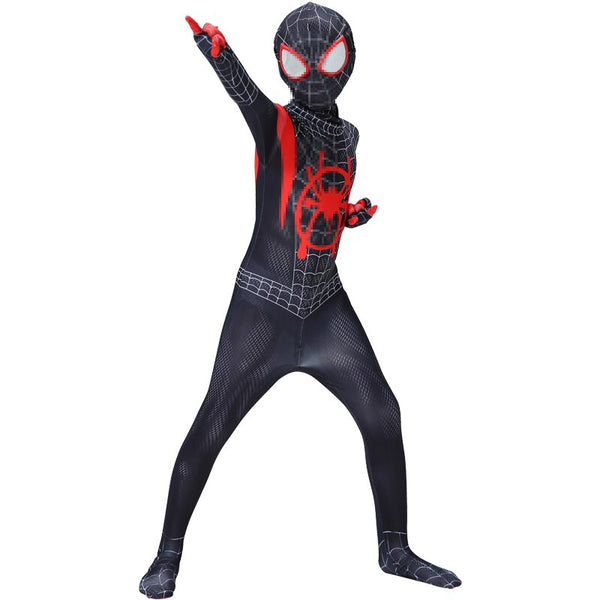 Halloween Anime Kids Adult Costume Black Spider Attached Mask Cosplay Birthday Party Jumpsuits Bodysuit Dress