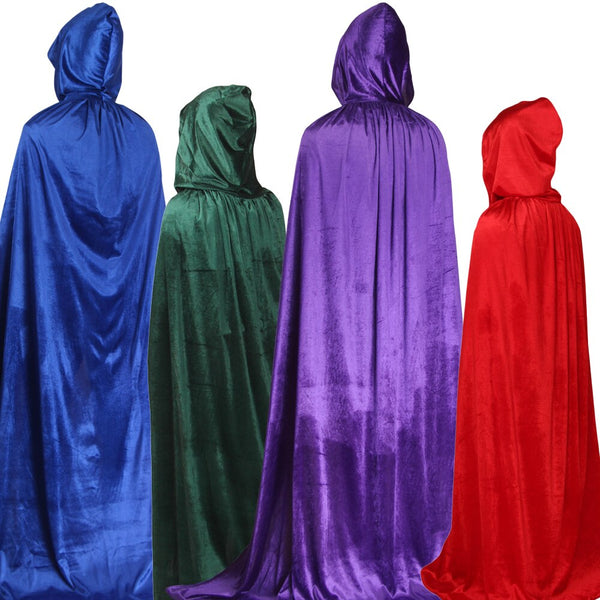 Halloween Cloaks Hood Adult/Children Witch Long Purple Green Red Black Wine Capes Costumes for Women dress up