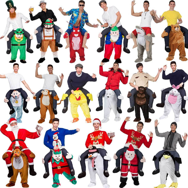 Adult Halloween Cosplay Costumes Men Women Ride on Me Mascot Carry Back Funny Animal Pants Fake Leg Christmas Party Performance