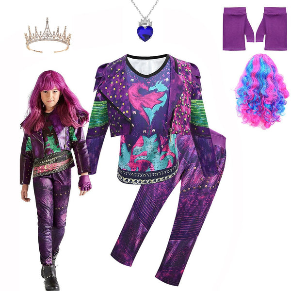 Halloween Audrey Evie Evil Mal Descendants Cosplay Costume Girls Birthday Party  Costume And Wig For Kids Disguise Descendants 3