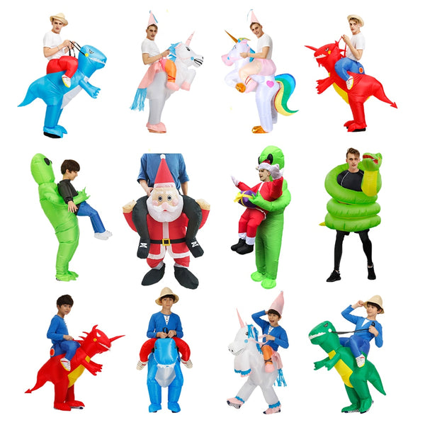 Adult Kids Cow Dinosaur Inflatable costume Alienen Santa Claus Anime Cosplay Costumes Halloween Christmas Party Jumpsuit Suit